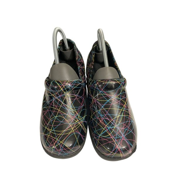 SafeTStep Womens 6.5 Black Colorful Abstract Design Slip-On Work Shoes - Picture 2 of 7